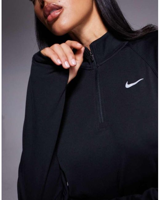 Nike Black Tempo Dri-fit Half Zip Long Sleeve T-shirt