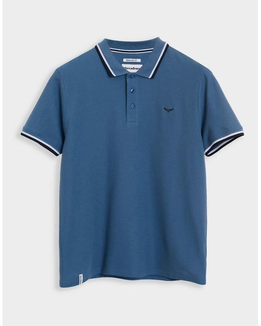 Threadbare Blue 3-Pack Herringbone Tipping Pique Polo Shirts for men