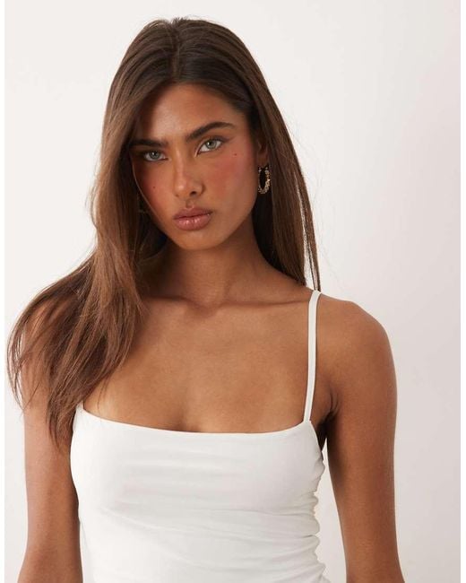 Missy Empire White Missy Empire Double Sculpted Slinky Thin Strap Cami Top