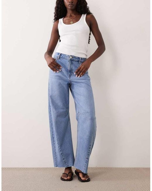 Nobody's Child Blue Stretch Horseshoe Seam Detail Jeans