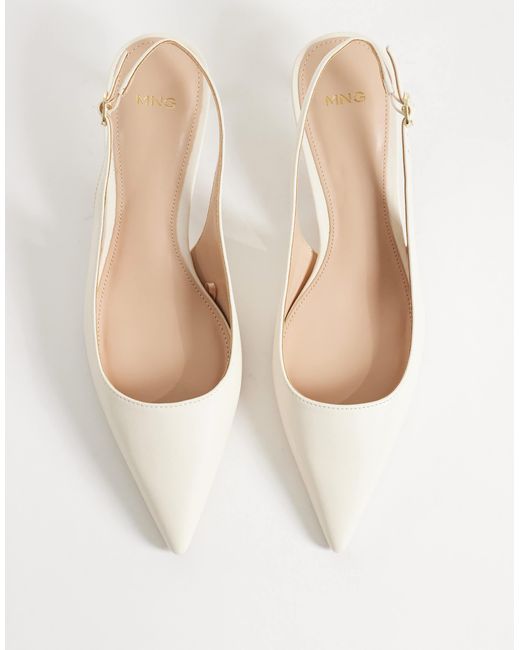 Mango White Slingback Kitten Pumps