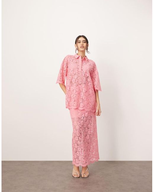ARRANGE Pink Lace Pencil Skirt Co-ord