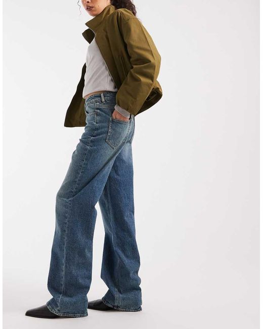 Vero Moda Blue Tessa Asymmetric Waist Wide Leg Jeans