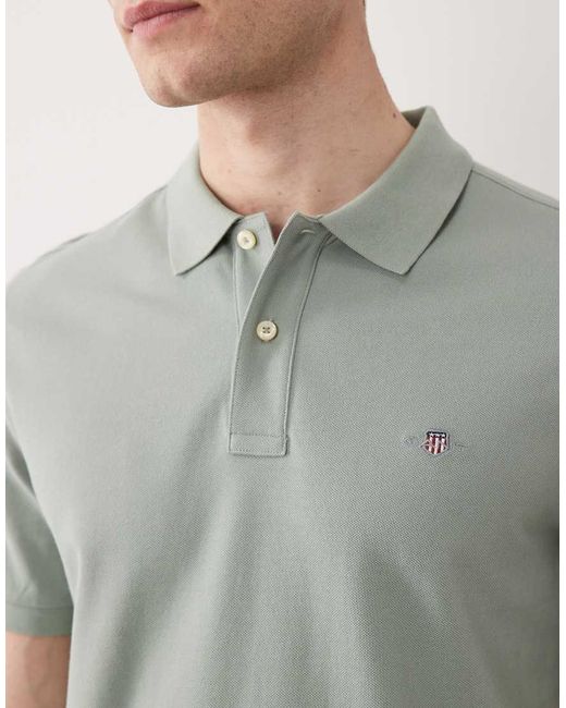 Gant Gray Shield Logo Pique Polo for men