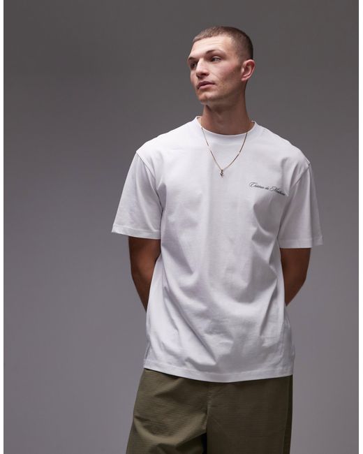 Topman Gray Oversized Fit T-shirt With Front And Back Chateau Print for men