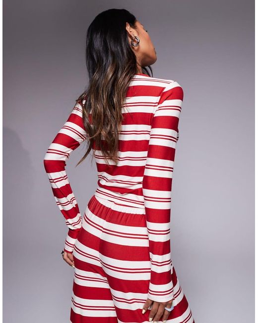 Kaiia Red Exclusive Super Soft Jersey Button-through Long Sleeve Top