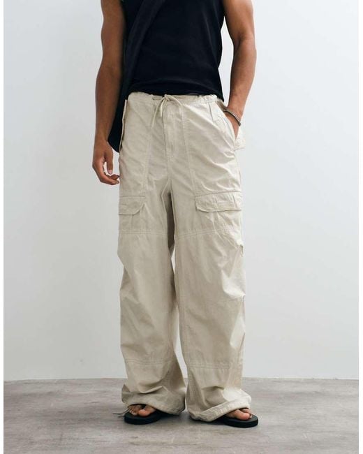 Weekday White Drawstring Workwear Trousers for men