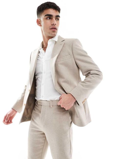 ASOS Multicolor Wool Blend Slim Suit Jacket for men