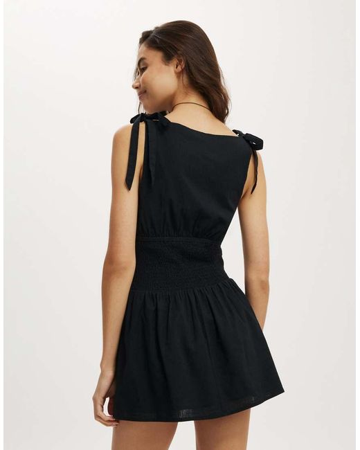 Cotton On Black Lola Tie Shoulder Mini Dress