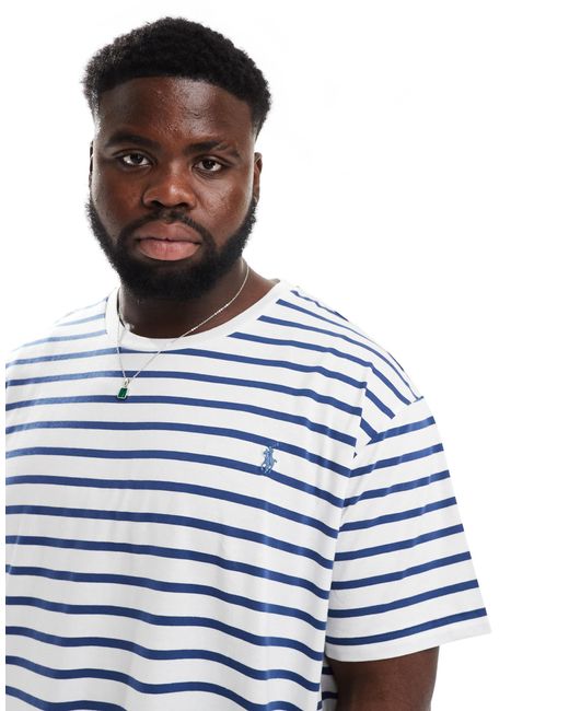 Big & tall - t-shirt standard à rayures et logo emblématique - /bleu Polo Ralph Lauren pour homme en coloris Blue