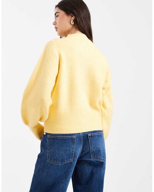 ASOS Blue Compact Fluffy Cardigan With Structured Sleeve
