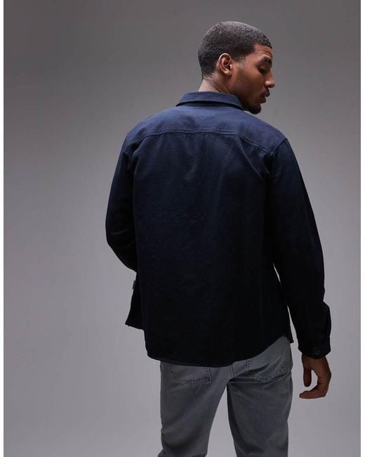 SELECTED Blue Oversized Shirt With Pockets for men