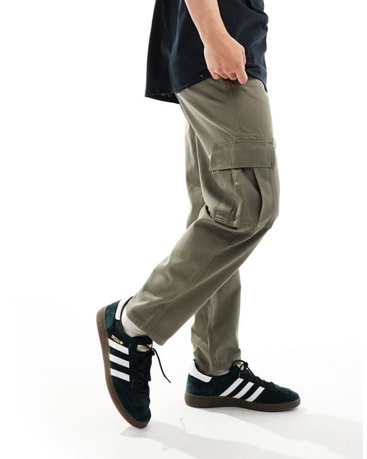 ASOS Blue Oversized Tapered Cargo Trousers With Patch for men