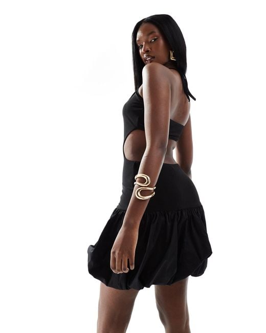 ASOS Black Cut Out Halter Mini Dress With Bubble Hem