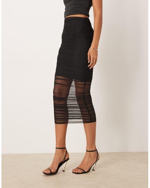 NARRATED Natural Ruched Maxi Skirt