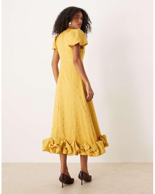Sister Jane Yellow Puff Sleeve Bubble Hem Maxi Dress