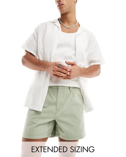 ASOS White Pleated Chino Short for men