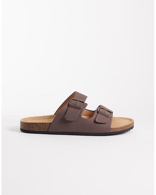 SEQWL Brown Molsen Sandals With Buckles for men