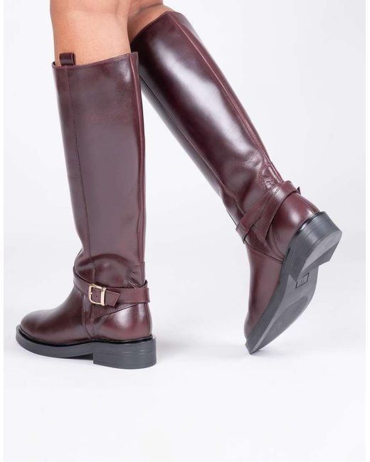 OFF THE HOOK Purple Warren Leather Knee-High Riding Boots