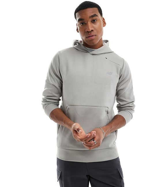 New Balance Gray Tech Knit Hoodie for men