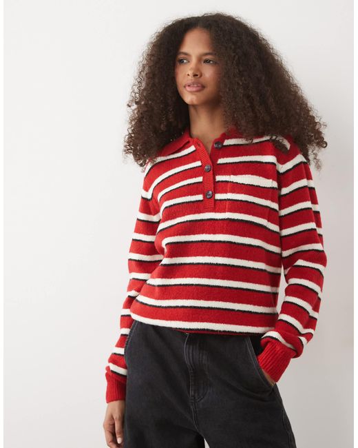 Threadbare Red Knitted Polo