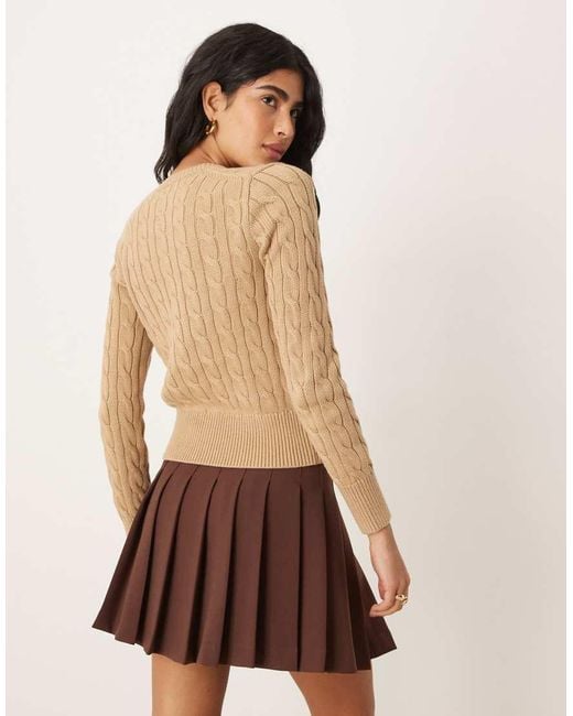 Polo Ralph Lauren Brown Icon Logo Cotton Cable Knit Cardigan