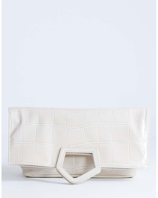 TOPSHOP White Gregry Folded Oversized Clutch Bag