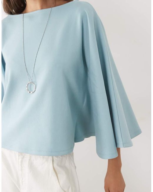 ASOS Blue Interlock Oversized Cape Style Top