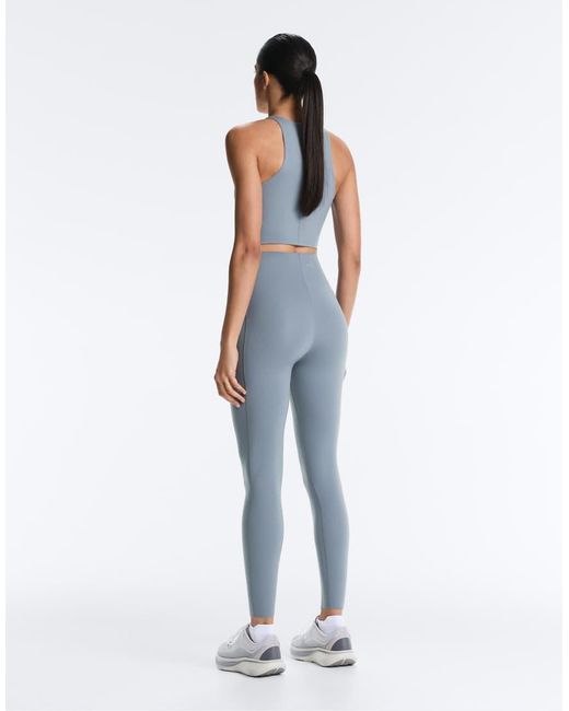 Oysho Blue Compressive Core Control Ankle-Length Leggings