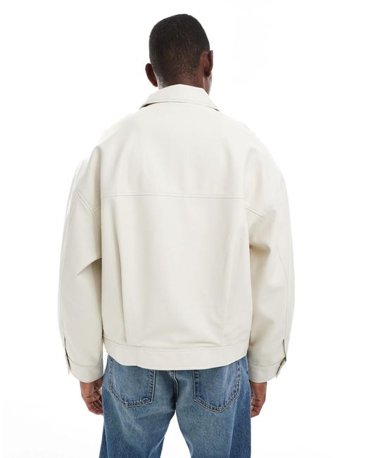 ASOS – oversize-harrington-jacke aus kunstleder in White für Herren