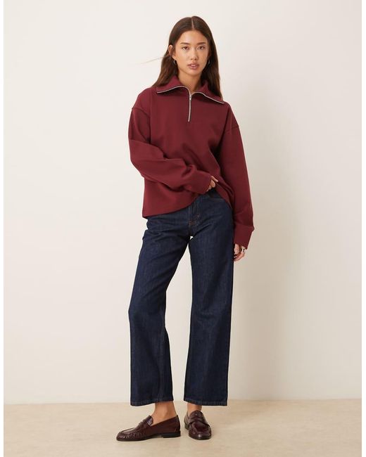 ASOS Red Interlock Half Zip Sweatshirt