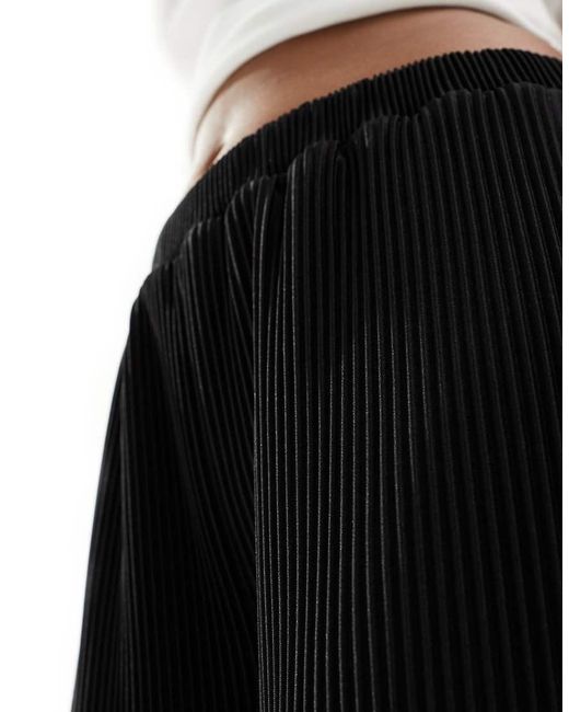 ASOS Black Plisse Wide Trouser Culottes