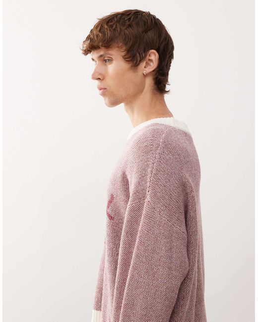 Collusion – kastig geschnittener strickpullover in Pink für Herren