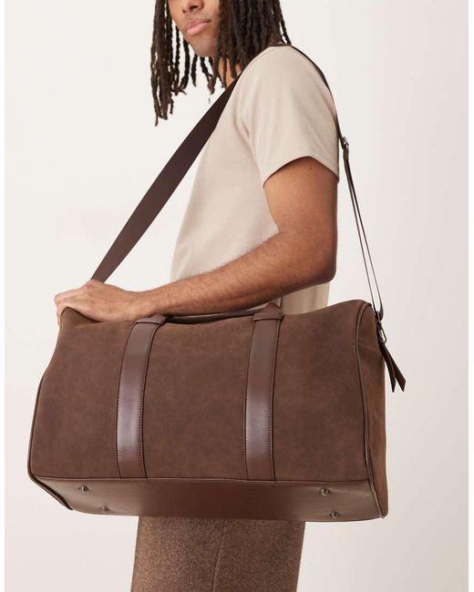 ASOS Brown Faux Suede Holdall Bag for men