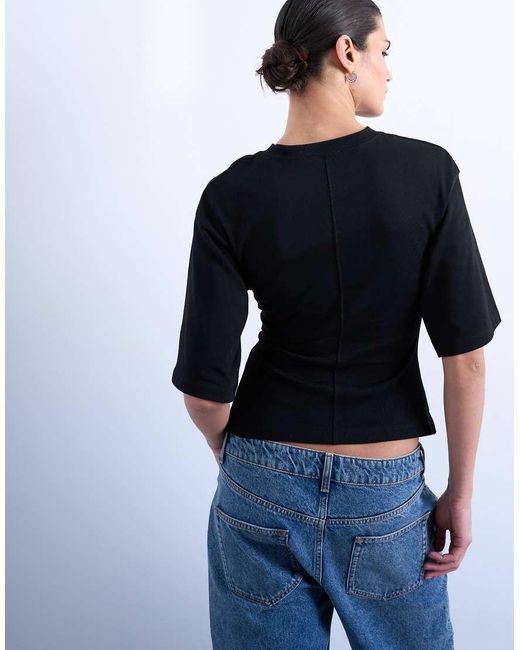TOPSHOP Blue Cinch Waist Structured Tee