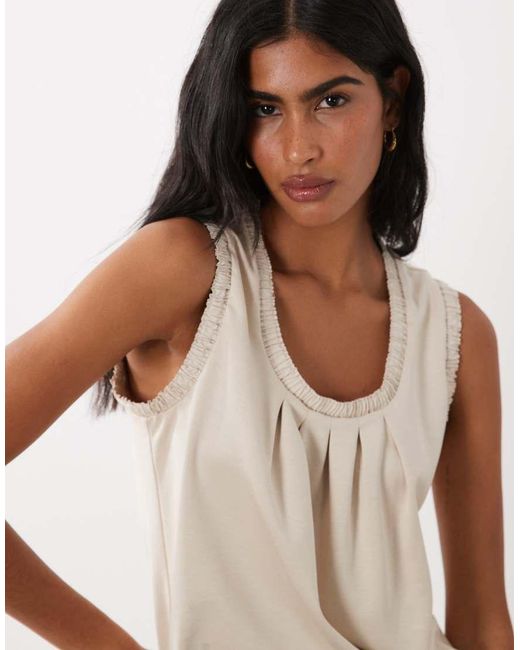 ASOS White Woven Trim Pleat Detail Scoop Vest