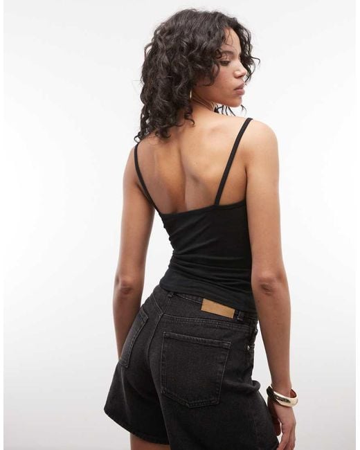 Collusion Black Spaghetti Strap Fitted Vest Top