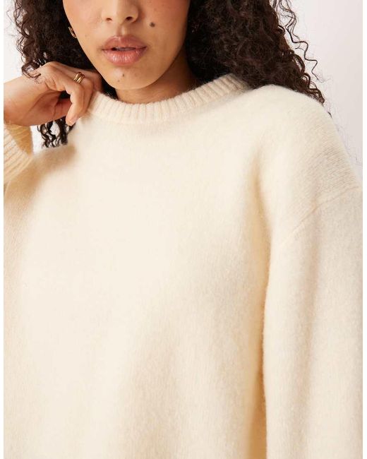 Gina Tricot Natural Crew Neck Knitted Wool Alpaca Jumper