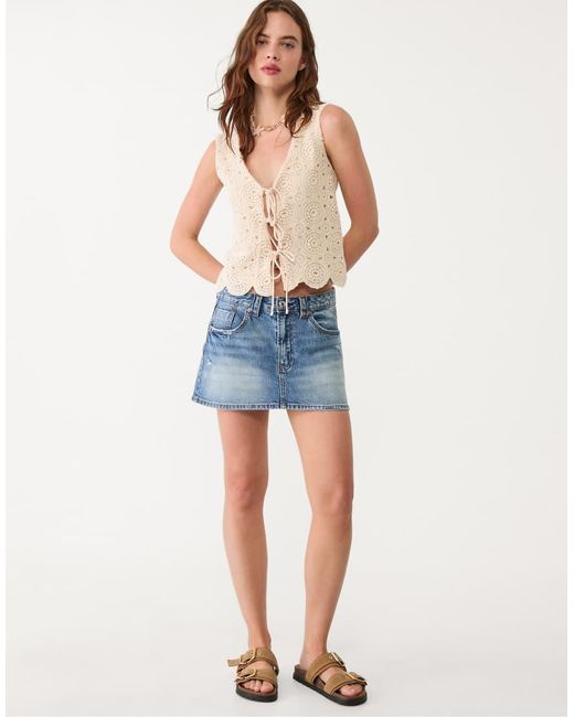 Stradivarius Blue D62 Denim Skort