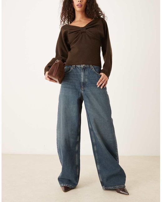 Mango Blue Danielle 100% Cotton baggy Jean