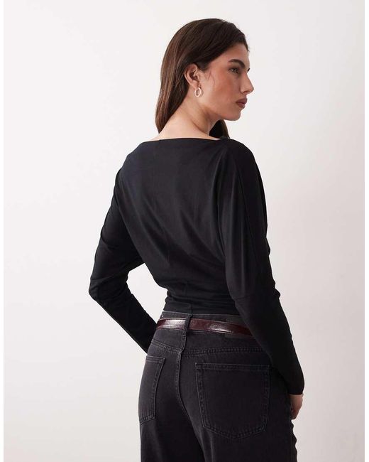 Gina Tricot Blue Asymmetric Cinched Waist Top