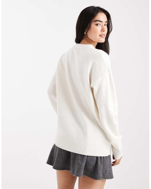 Jersey Blanco Porcelana Con Cuello Redondo Luxe De Cotton On de color White