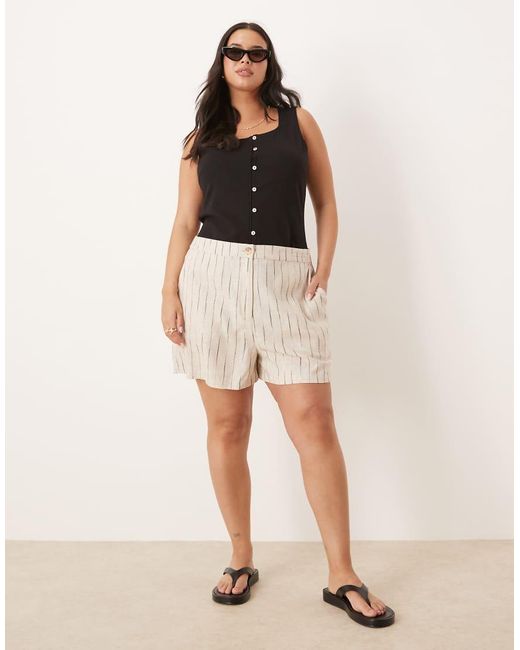 ASOS Multicolor Asos Design Curve Linen Relaxed Dad Shorts