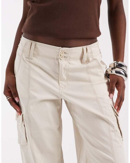 Hollister Natural Low Rise baggy Cargo Trousers With Adjustable Waist