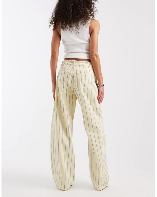 Pieces Blue Tie Waist Mid Rise Barrel Leg Jeans