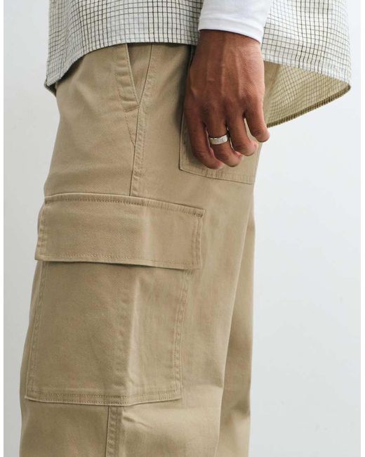 Only & Sons White Fade Loose Fit Cargo Trousers for men