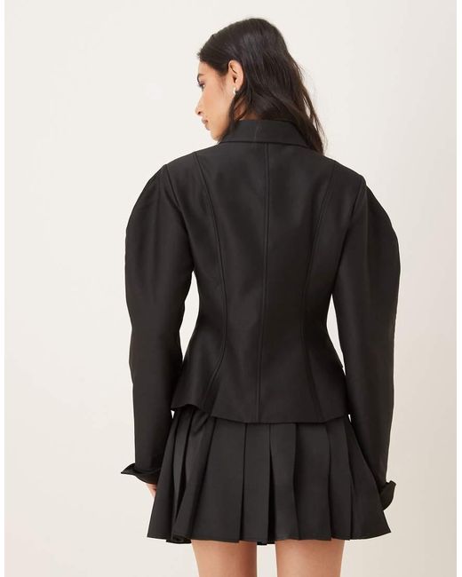JW PEI Black Scalloped Placket Volume Sleeve Blazer Co-Ord