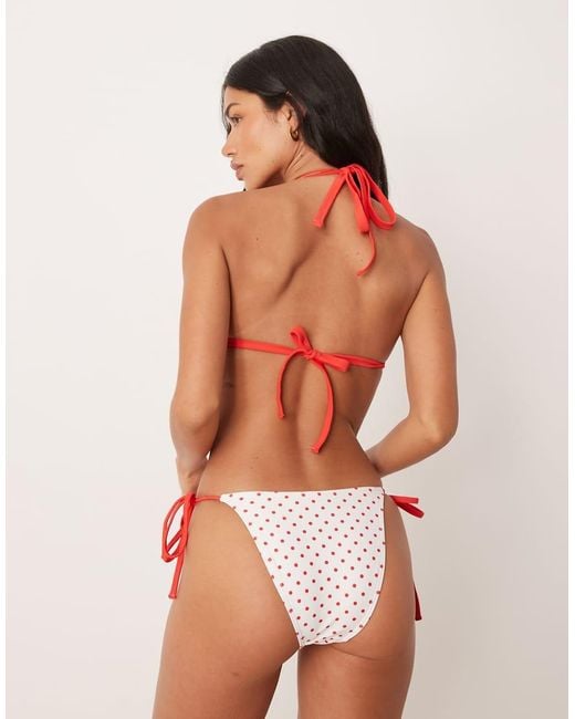 Peek & Beau White Polka Dot Print Tieside Bikini Bottom