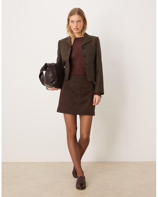Aware Brown Textured Jersey Long Sleeve T-shirt With Lettuce Edging