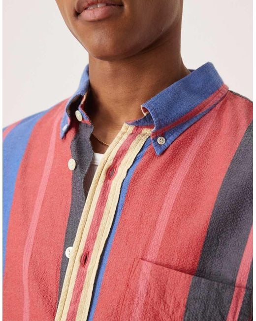 Gant Red Seersucker Stripe Oversized Shirt for men